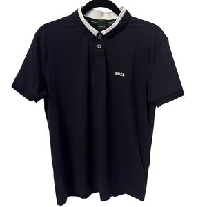 Boss NWOT Hugo Boss Paddy 1 Dark Blue Jersey Short Sleeve Polo Mens Medium